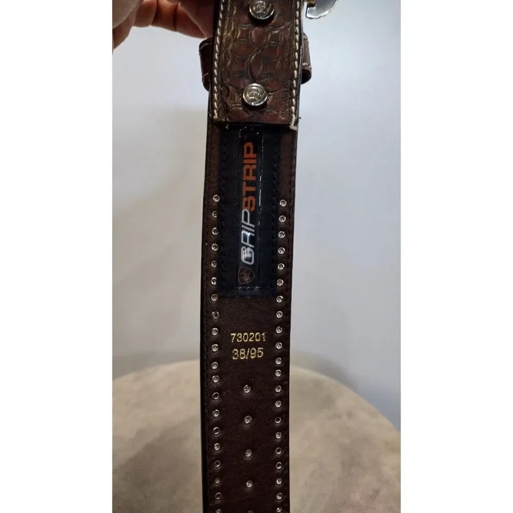 Airat‎ Men's Dark brown Leather Lattice Belt 38/95